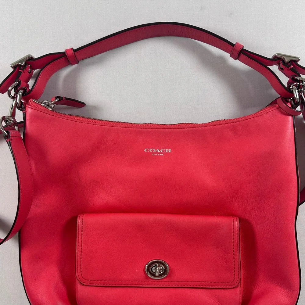 Coach Legacy Courtenay Hobo Purse 2 Way Shoulder Bag Bright Coral Style #22381